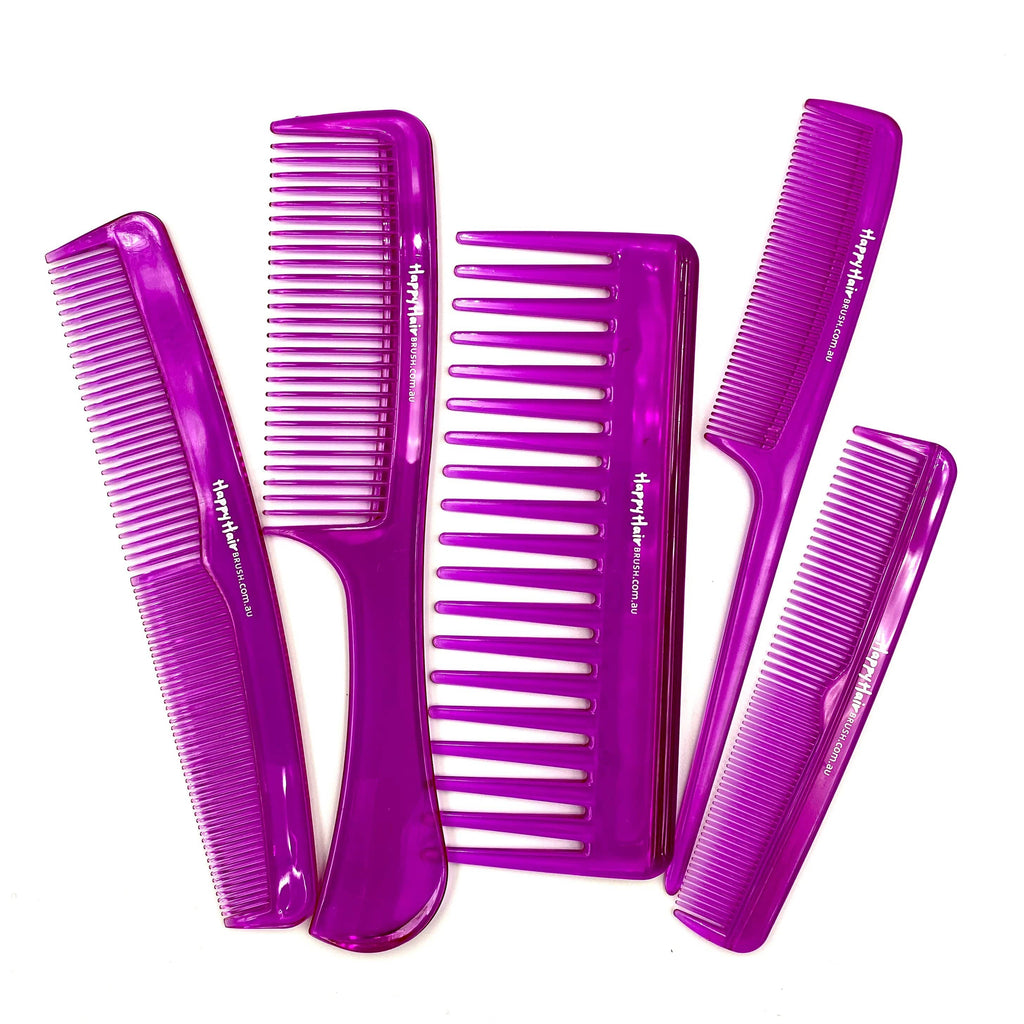 Happy Hair Brush Comb Hair Combs 5-Pack Pink
