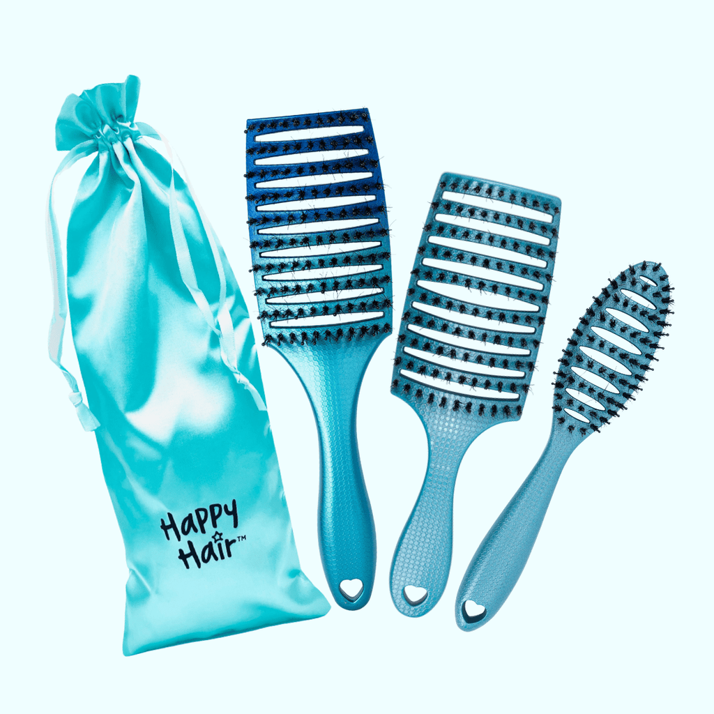Happy Hair Brush Brush Pack Teal The Crown Collection