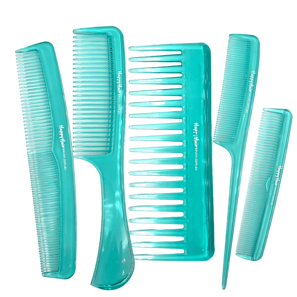 Happy Hair Brush Comb FREE GIFT - Hair Combs 5-Pack Teal