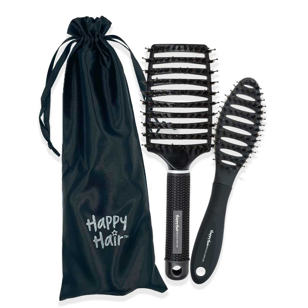 Happy Hair Brush Hair Brush Blazing Black Bundle