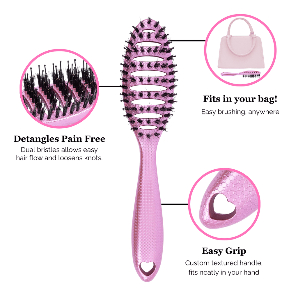 Happy Hair Brush Hair Brush Happy Detangler Mini Brush - Pink
