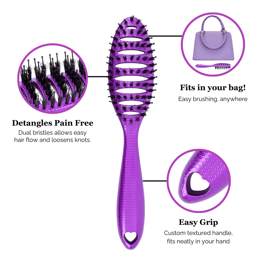 Happy Hair Brush Hair Brush Happy Detangler Mini Brush - Purple