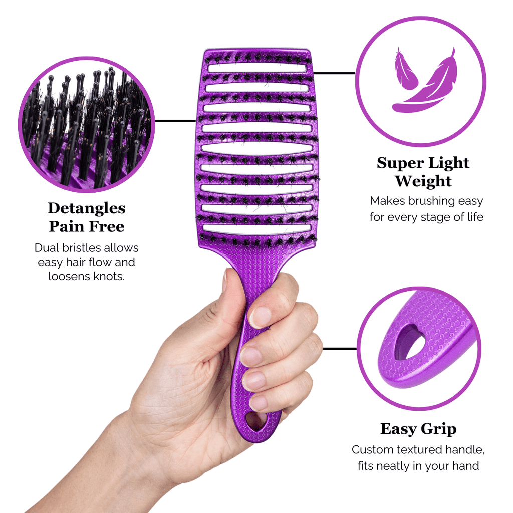 Happy Hair Brush Hair Brush Happy Detangler Paddle Brush - Purple