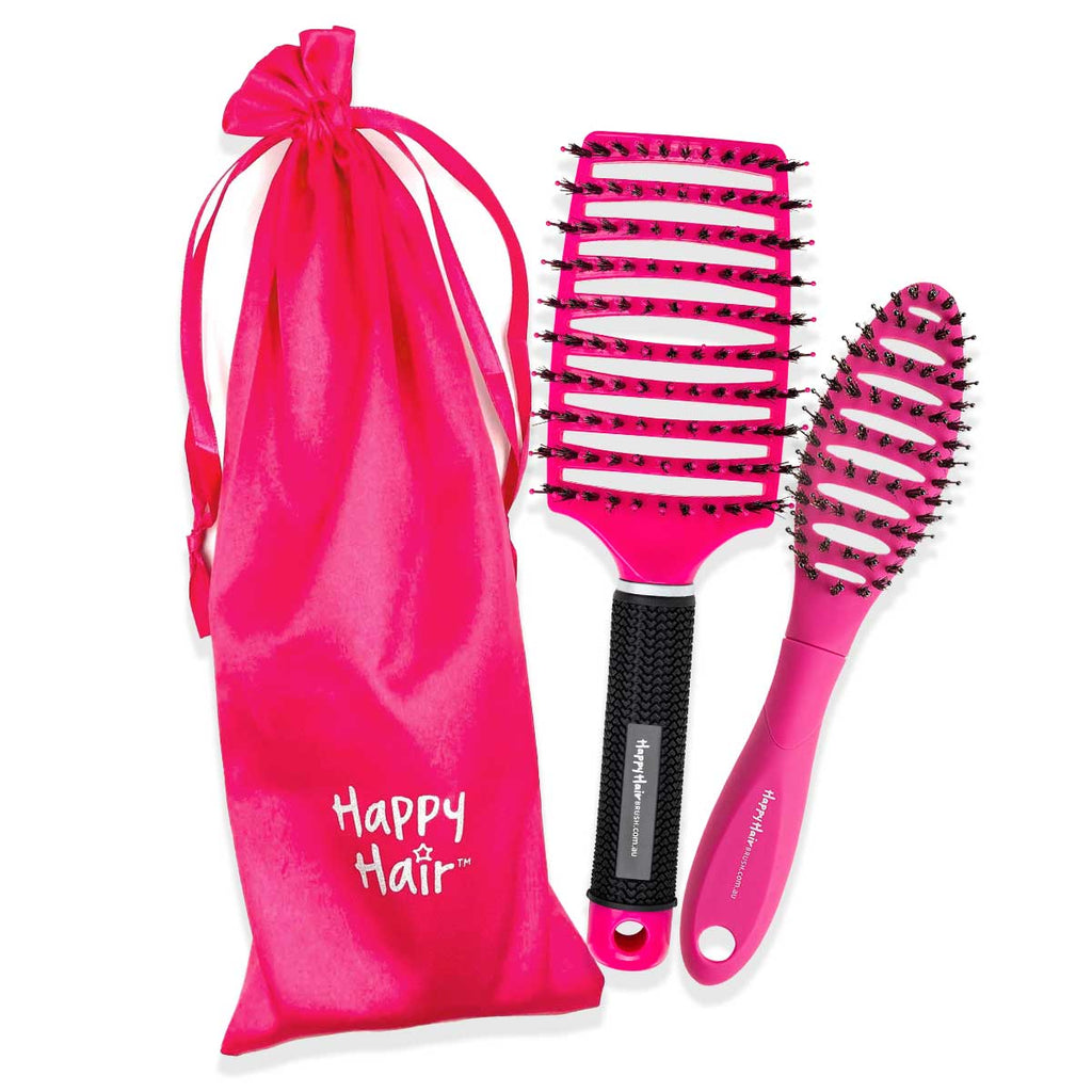 Happy Hair Brush Hair Brush Hot Pink Bundle