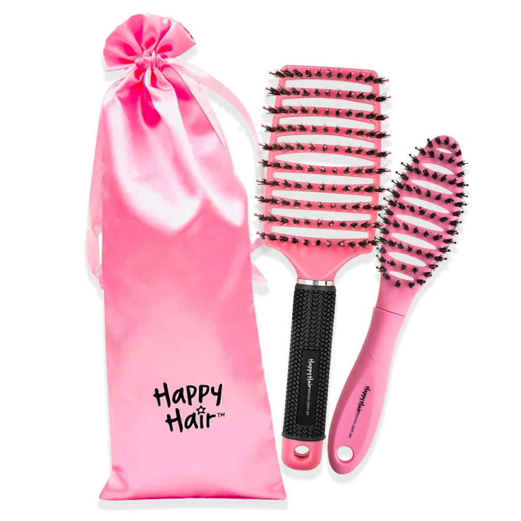 Happy Hair Brush Hair Brush Soft Pink Bundle