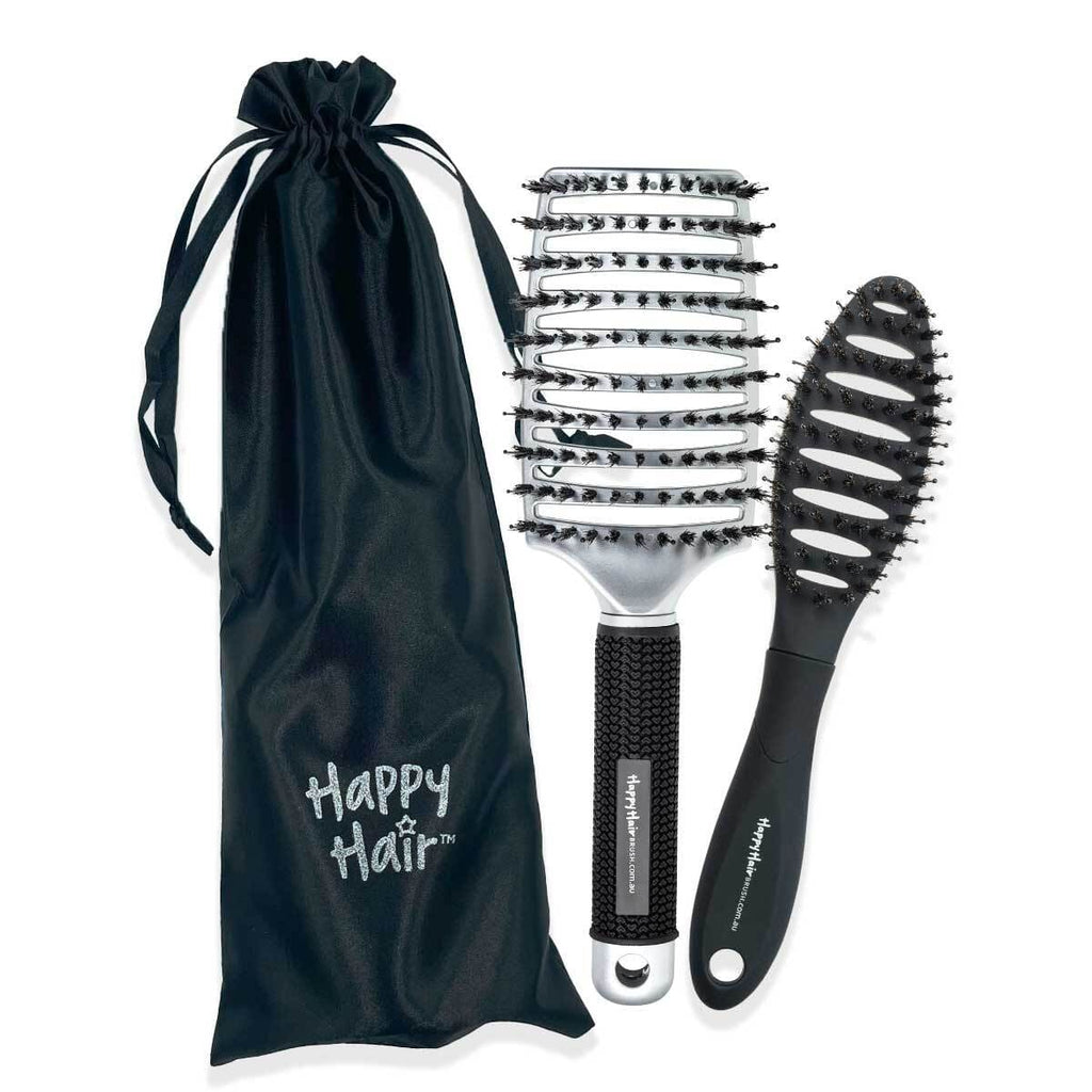 Happy Hair Brush Hair Brush Striking Silver Bundle