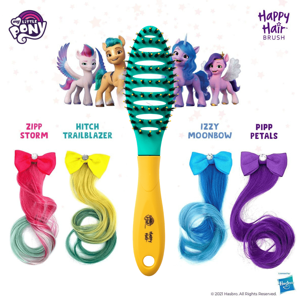 Happy Hair Brush My Little Pony Kid's Fun Pack - Bling & Extensions