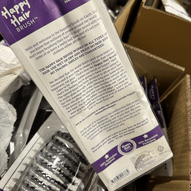 Happy Hair Brush Paddle Brush Silver UnHappy Paddle Brushes