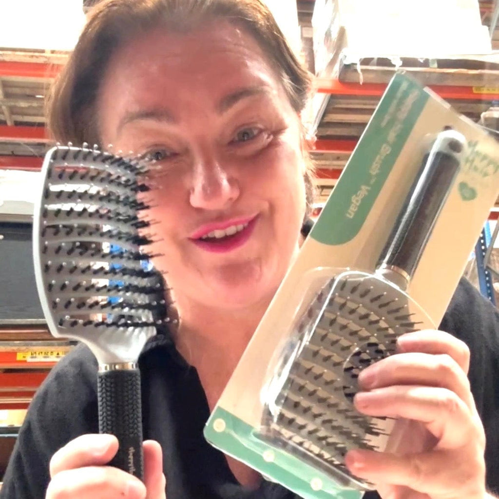 Happy Hair Brush Vegan Paddle Brush Vegan Happy Hair Brush - Green