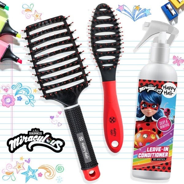 Happy Hair Brush Black Miraculous Packs
