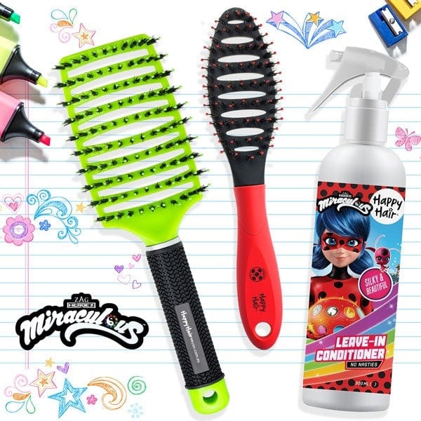 Happy Hair Brush Lime Miraculous Packs