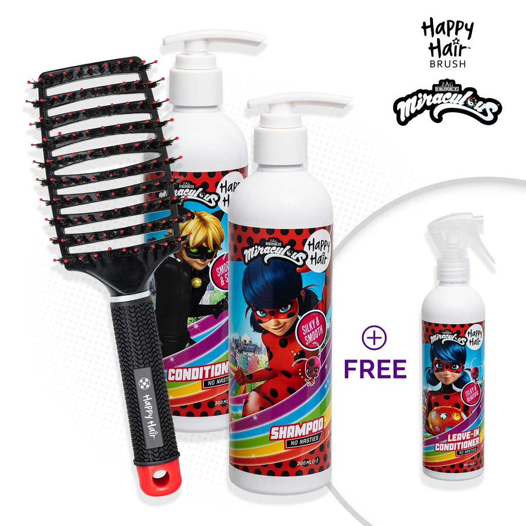 Happy Hair Brush Miraculous Value Pack